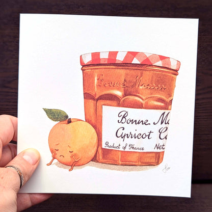 Fruity greeting card, Funny quirky Apricot Card, Dark humour