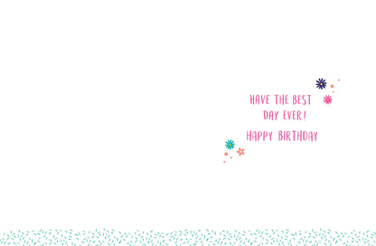 Birthday Card, Daughter, Flowers On Deep Pink