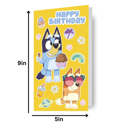 Bluey Birthday Card With Sticker Sheet Included