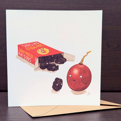 Fruity greeting card, Funny quirky Grape Card, Dark humour