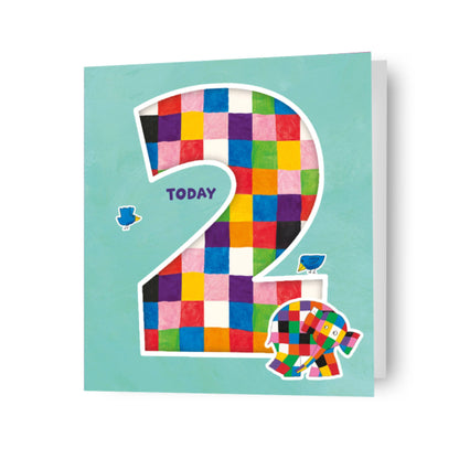 Elmer The Patchwork Elephant Age 2 Birthday Card