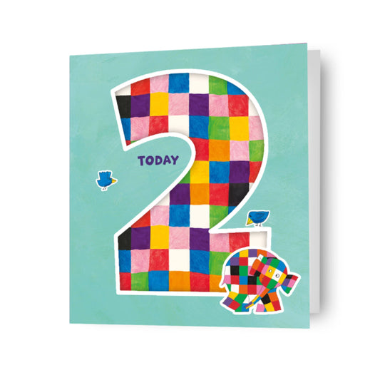 Elmer The Patchwork Elephant Age 2 Birthday Card