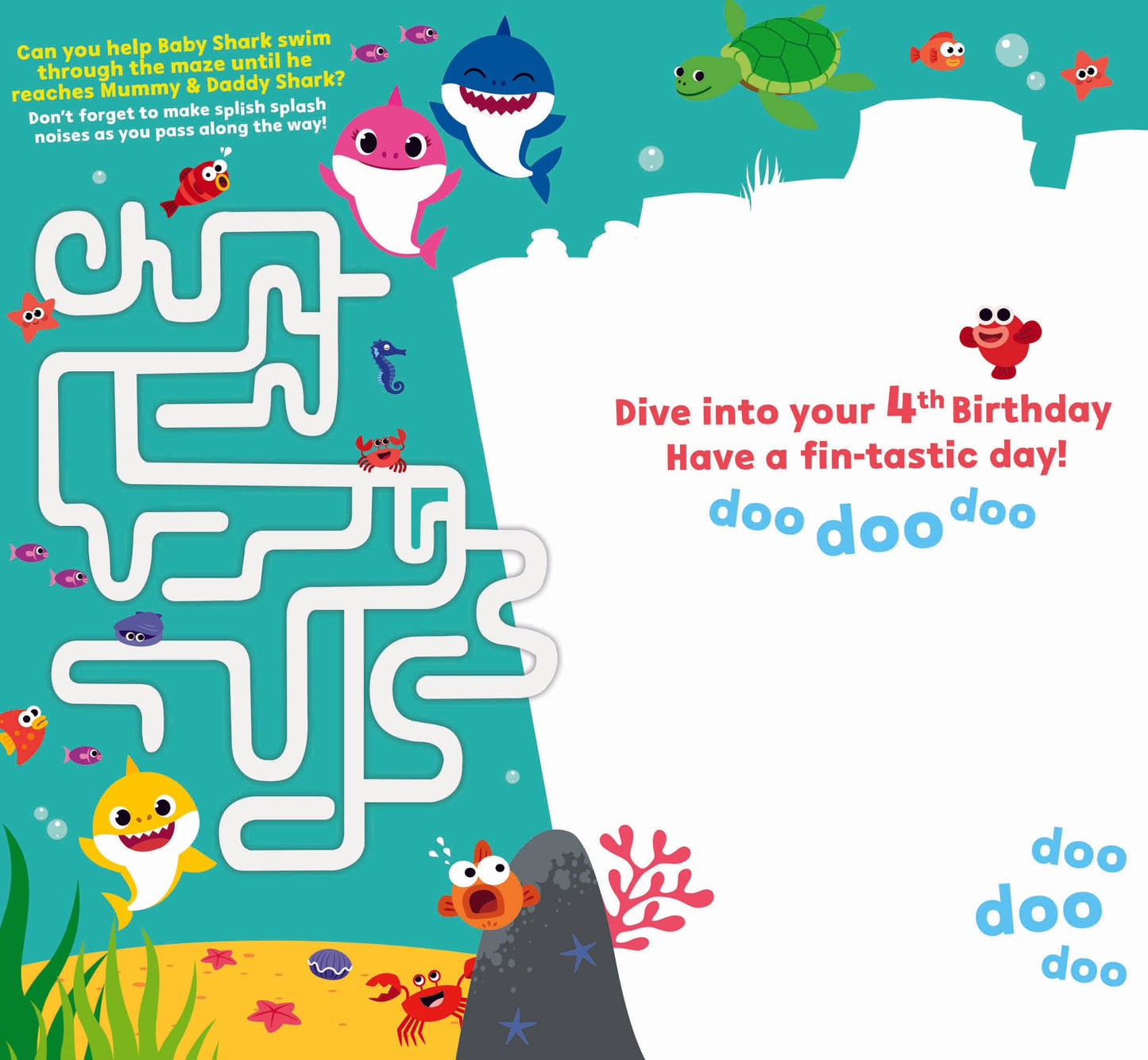 Baby Shark Age 4 Birthday Card