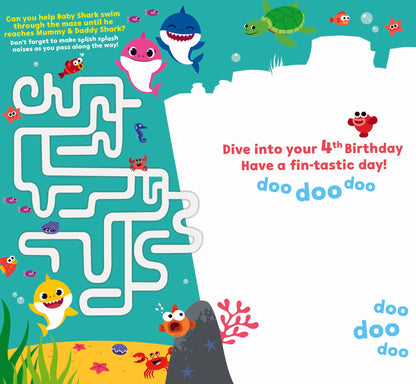 Baby Shark Age 4 Birthday Card