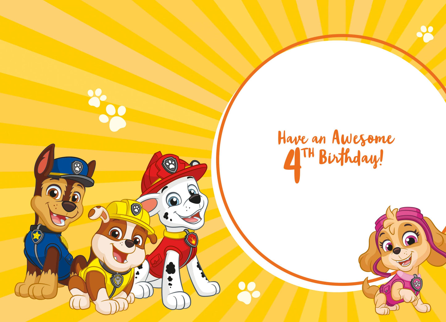 Paw Patrol Age 4 Birthday Card