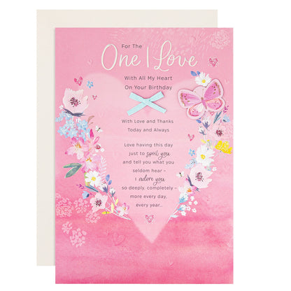 Birthday Card for Loved One with Pink Florals & Verse