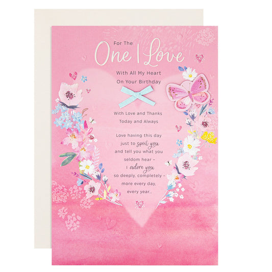 Birthday Card for Loved One with Pink Florals & Verse