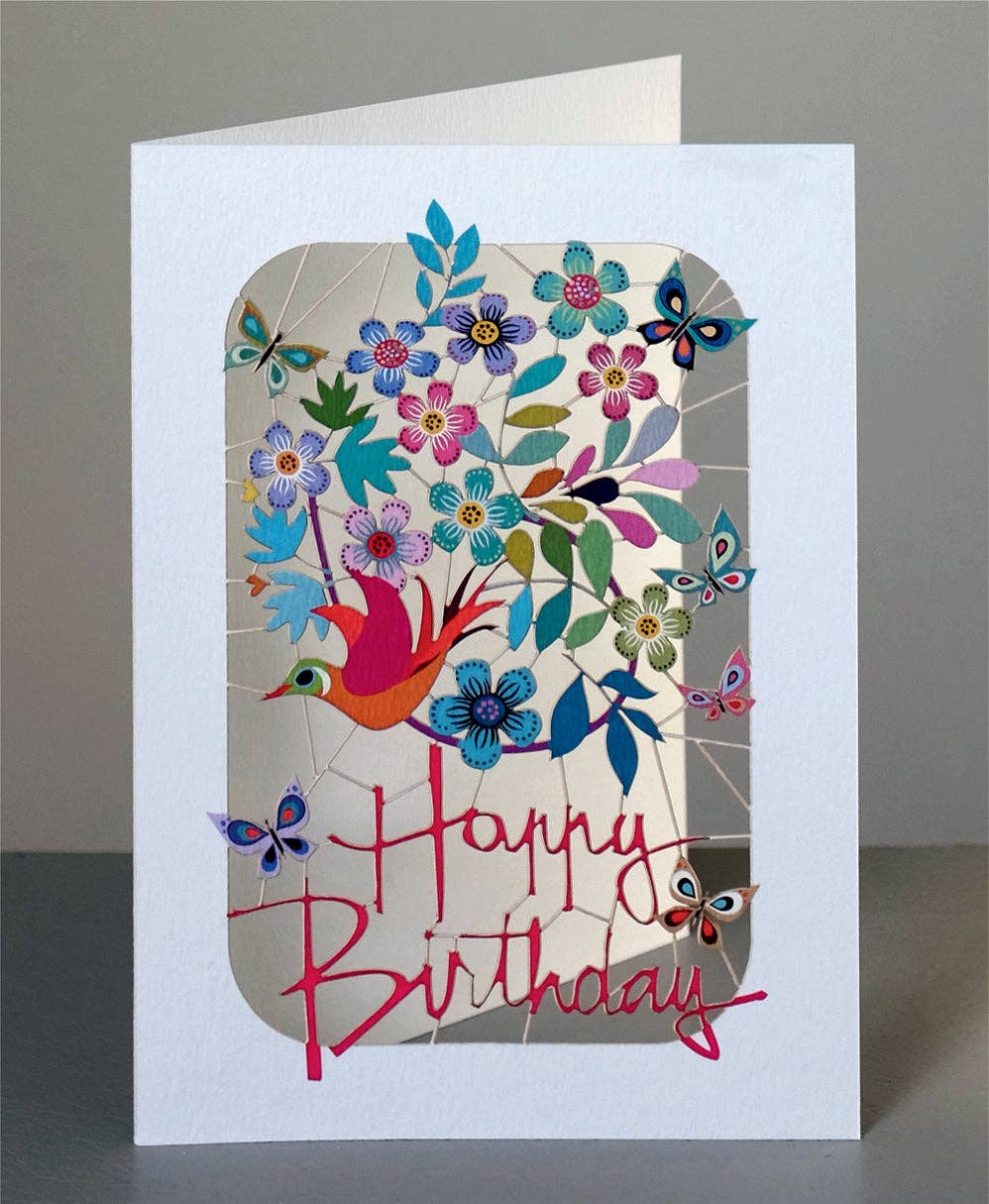 Birds & Butterflies Happy Birthday Card