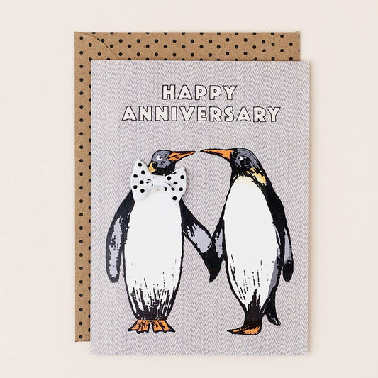 Penguin Hand-finished Anniversary Card