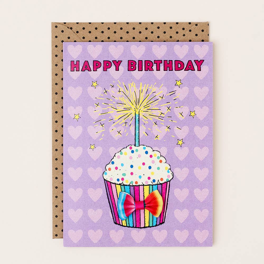 Kids Girls Heart Cupcake Birthday Card