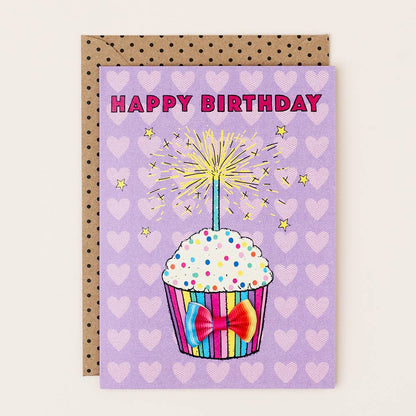 Kids Girls Heart Cupcake Birthday Card