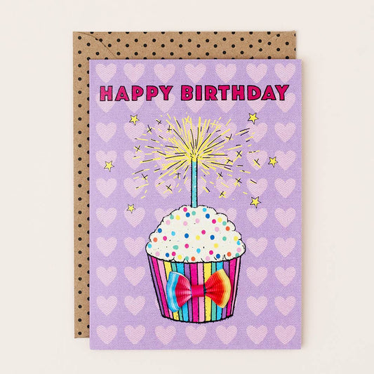 Kids Girls Heart Cupcake Birthday Card
