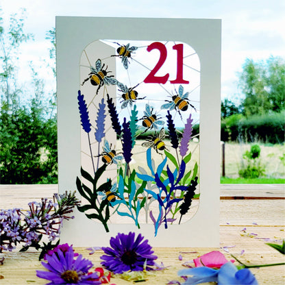 Age 21 Birthday Card, 21st, Bee Card - BE021