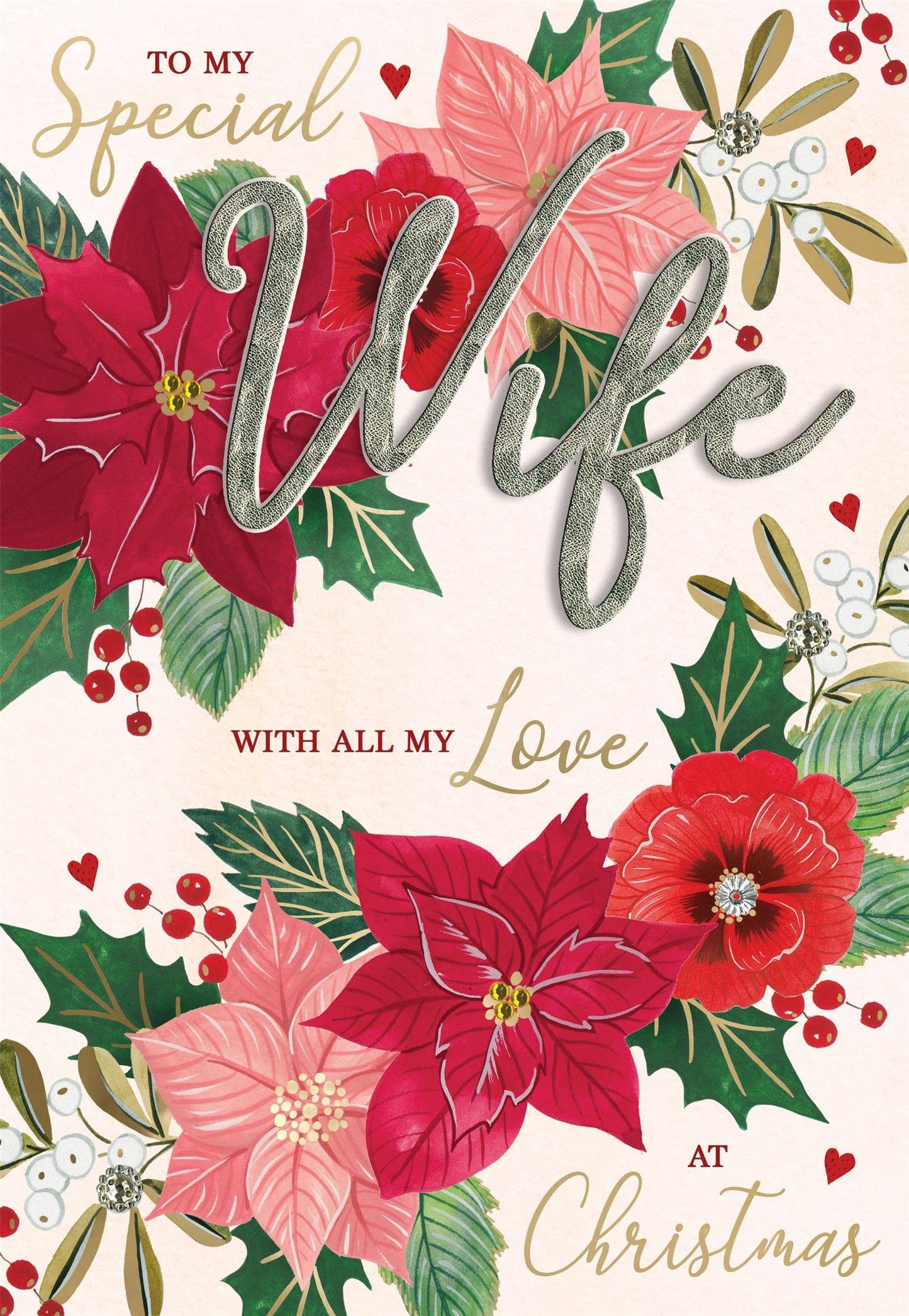 Wife - Poinsettia - Christmas Card -Magnifique-Second Nature