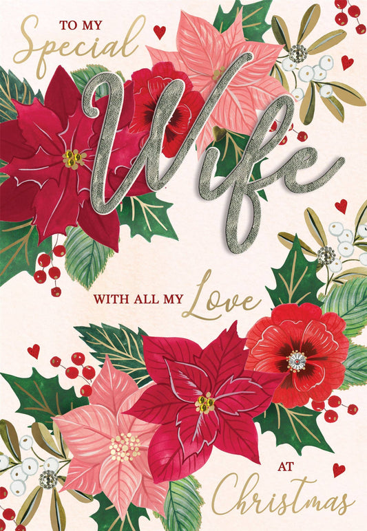 Wife - Poinsettia - Christmas Card -Magnifique-Second Nature
