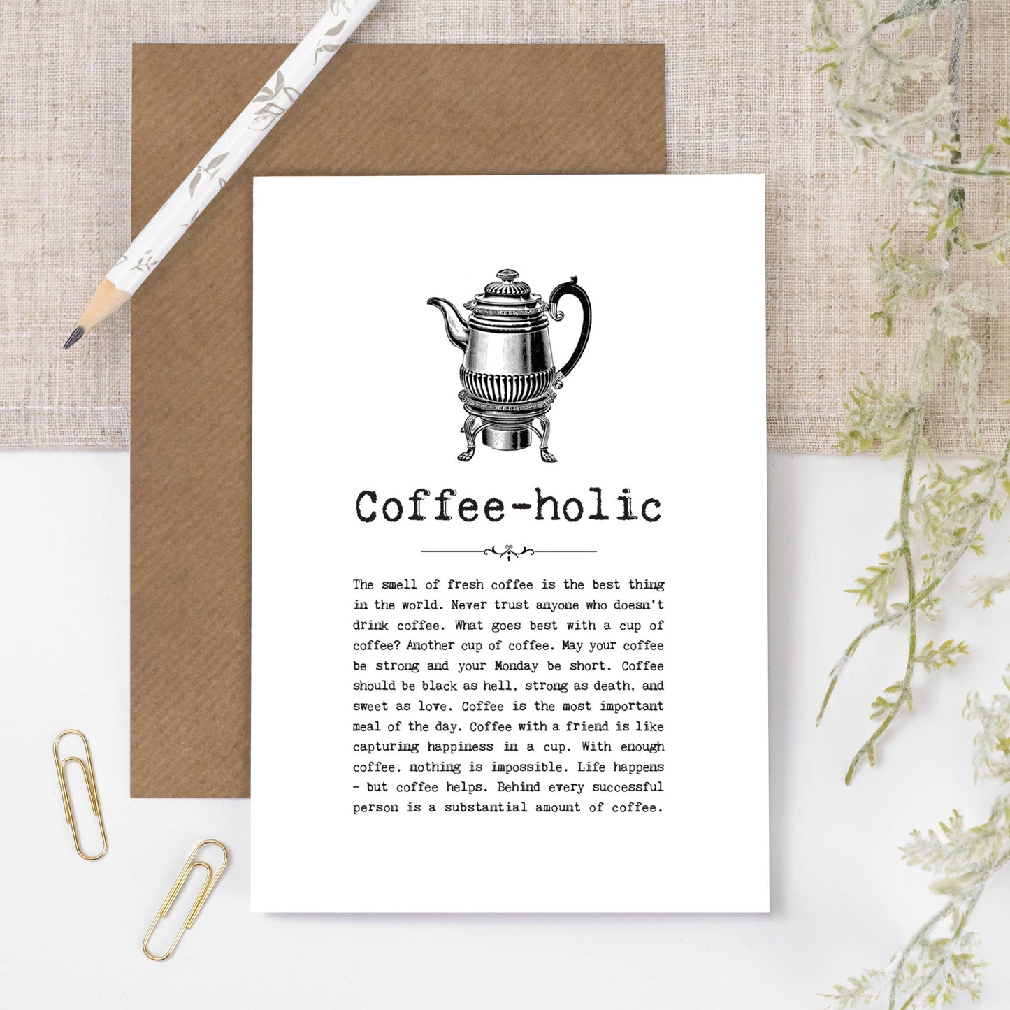 Funny Coffee-holic Card For Coffee Drinkers