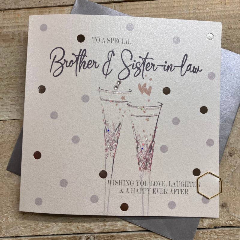 Dotty - Brother & Sister In Law - Wedding Crystal Flutes