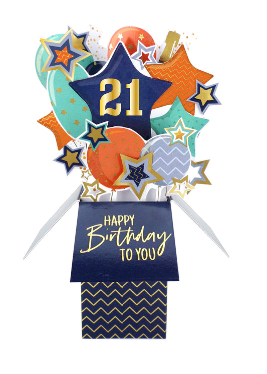 21st Balloons Stars - 3DPopUp's GreetingCard - Second Nature