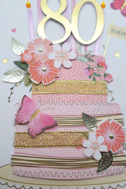 80th - Floral Cake - Champagne - Second Nature
