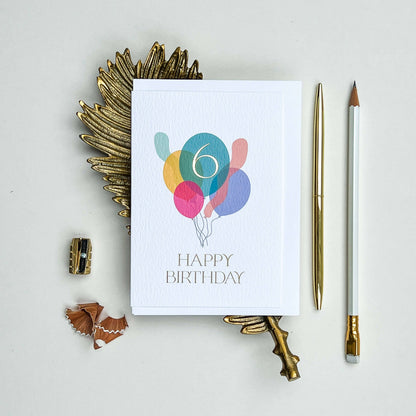 Sixth Birthday Balloon Bunch Card