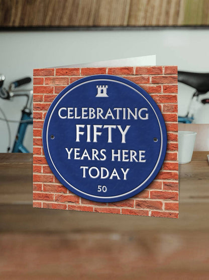 50th Birthday Milestone - Embossed Glossy Greetings Card