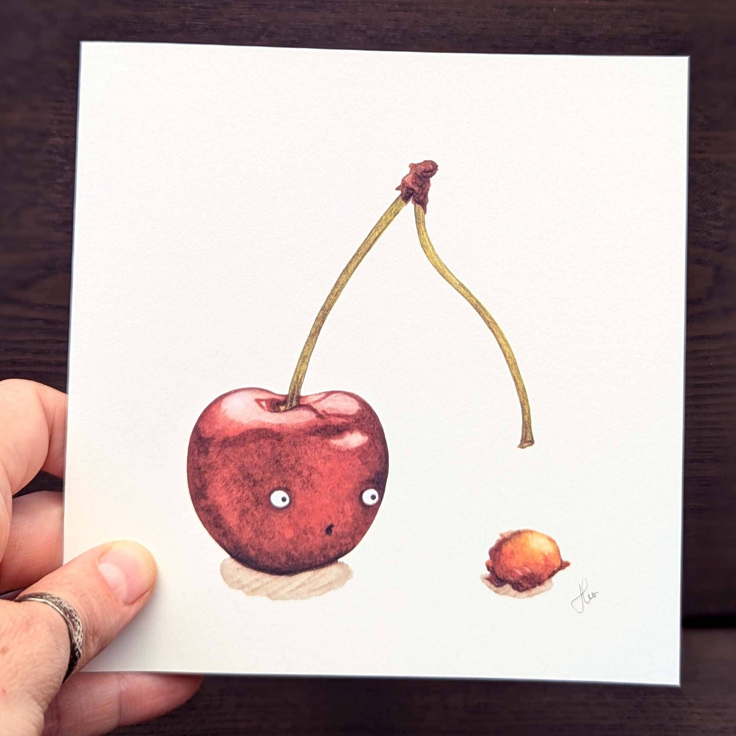 Fruity greeting card, Funny quirky Cherry Card, Dark humour
