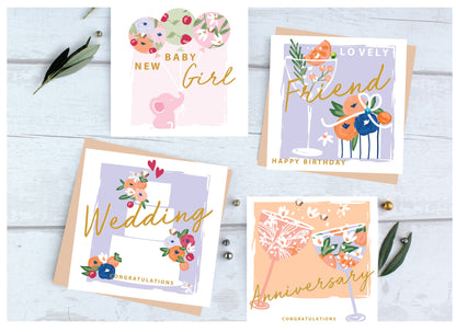 Floral Engagement Ring Roses Hand-Finished Sequin Card