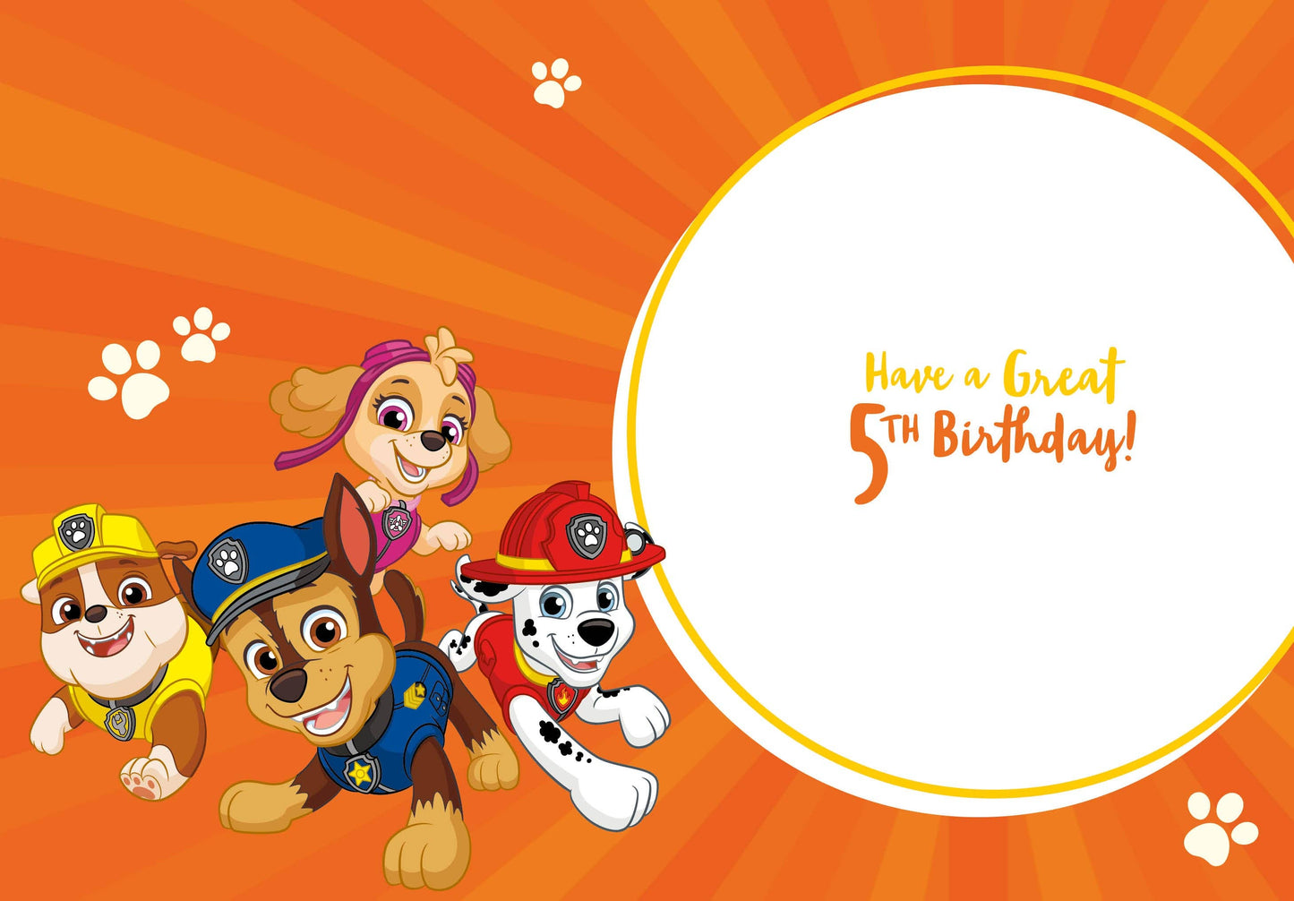 Paw Patrol Age 5 Birthday Card
