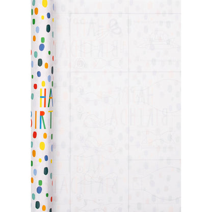 2M Colourful Happy Birthday Wrapping Paper Roll