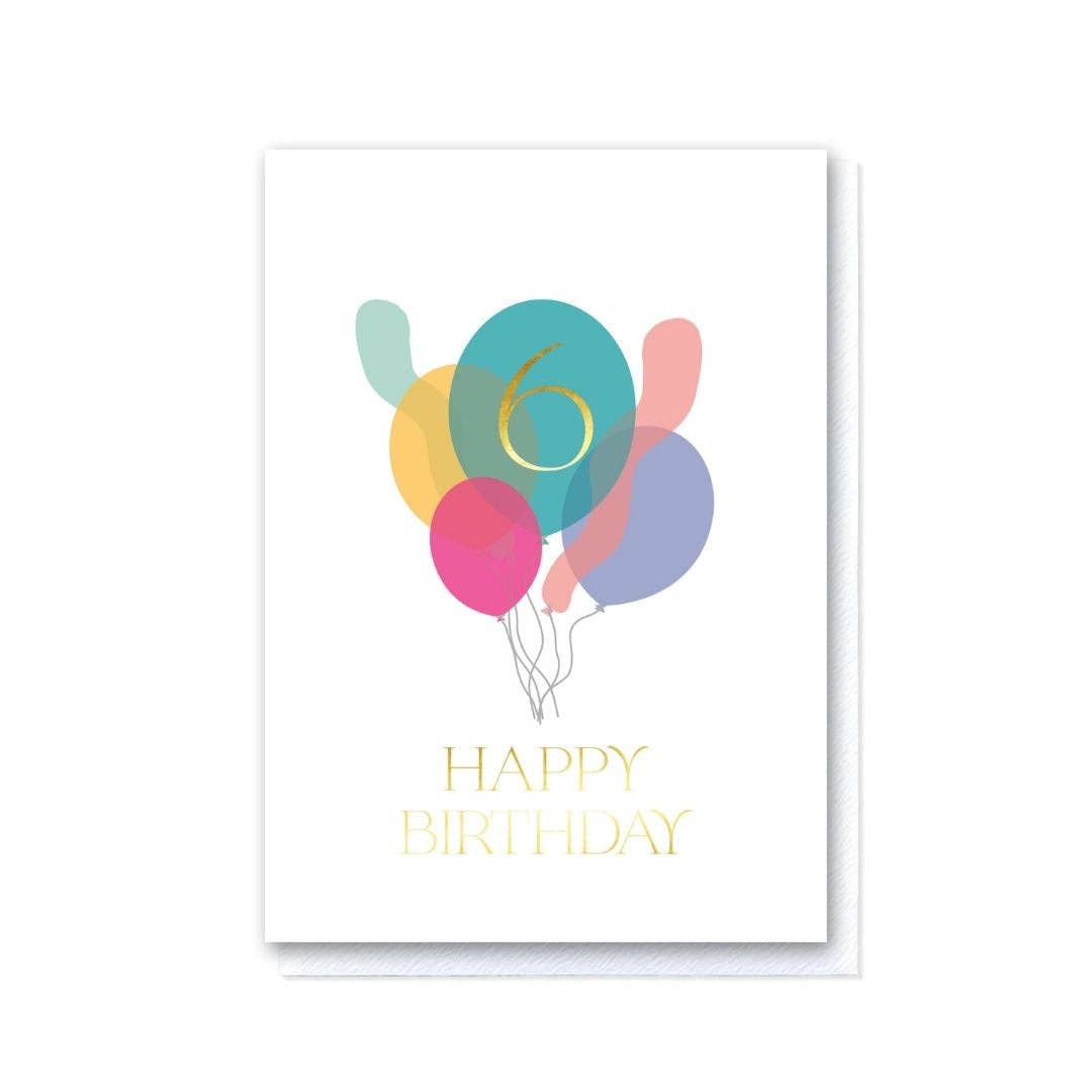 Sixth Birthday Balloon Bunch Card