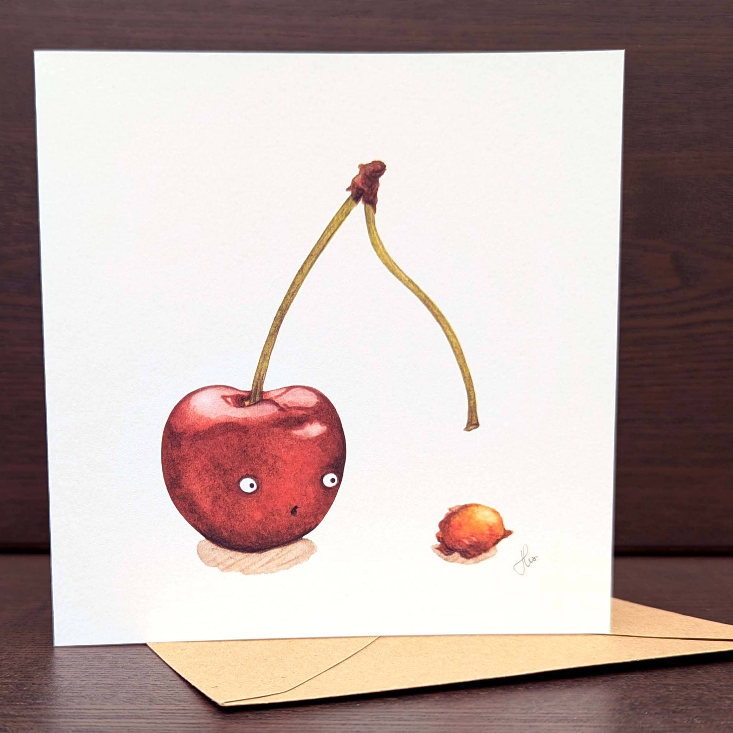 Fruity greeting card, Funny quirky Cherry Card, Dark humour