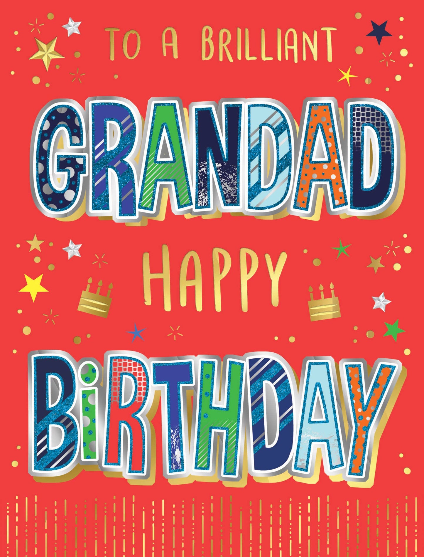 Birthday Card, Grandad, Cakes On Red