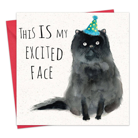 Excited Face - Funny Cat Card