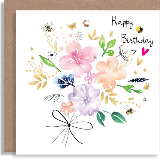 W09 Birthday Bouquet Birthday Hand-Finished Sequin Card