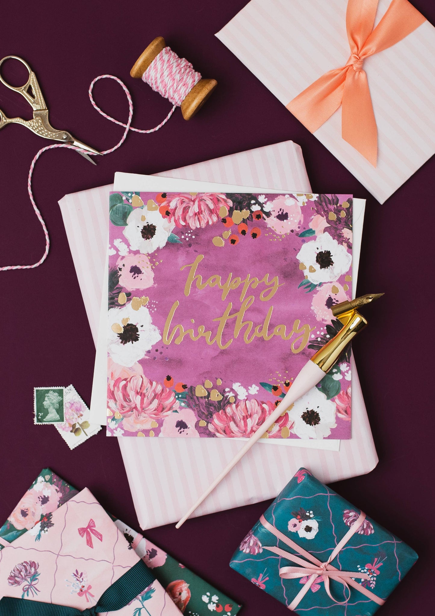 Maison Open Birthday Floral Happy Birthday Type