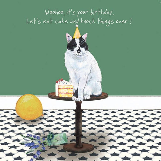 Knock Over Cat Birthday Card