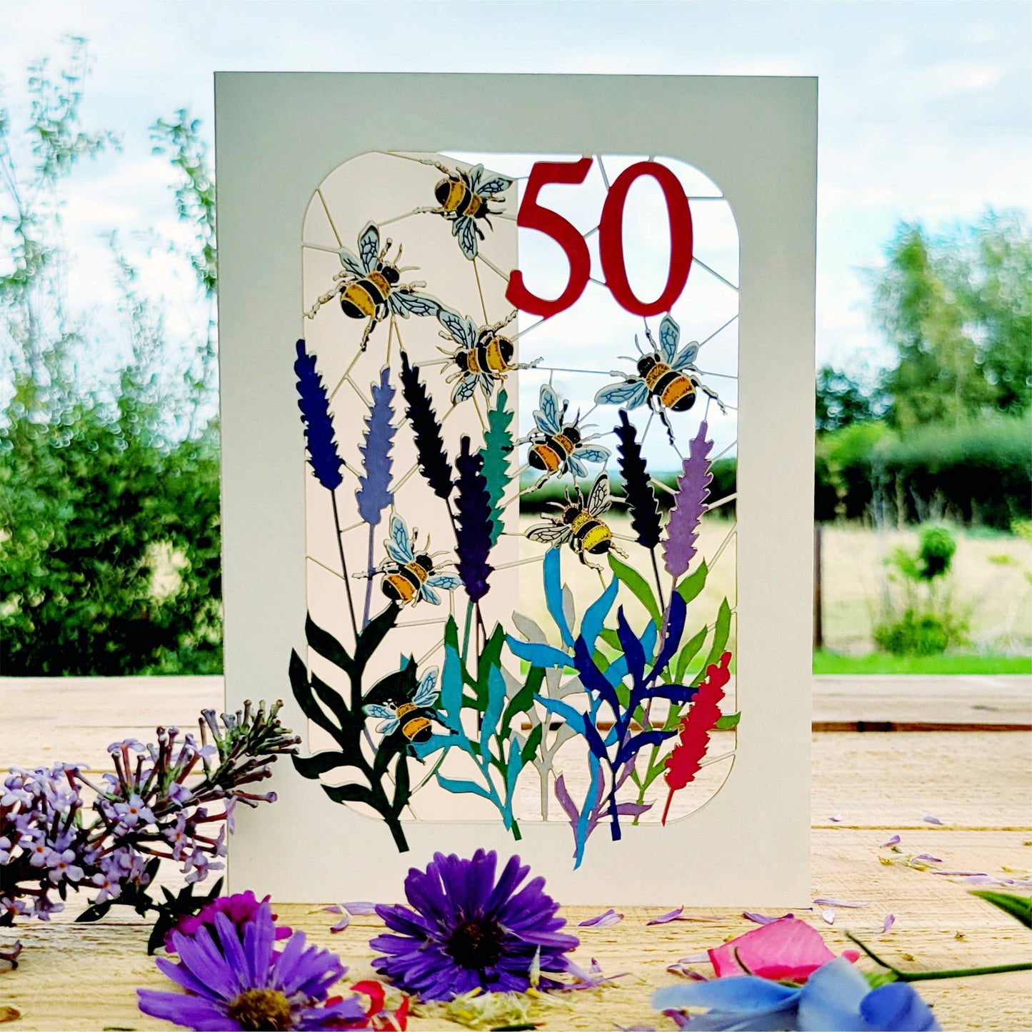 Age 50 Bee Design Birthday Card, 50TH Celebration