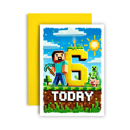 Minecraft Happy Birthday Today Age Birthday Gamer Card
