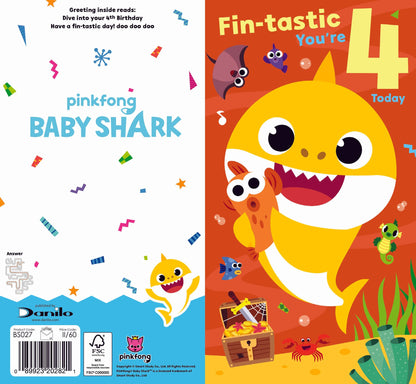 Baby Shark Age 4 Birthday Card