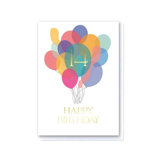 Fourteenth Birthday Balloon Bunch Card