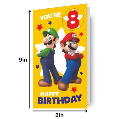 Super Mario Multi Ages 5-8 Sticker Birthday Card