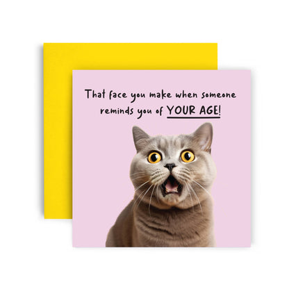 Funny Cat Age Surprise Birthday Card