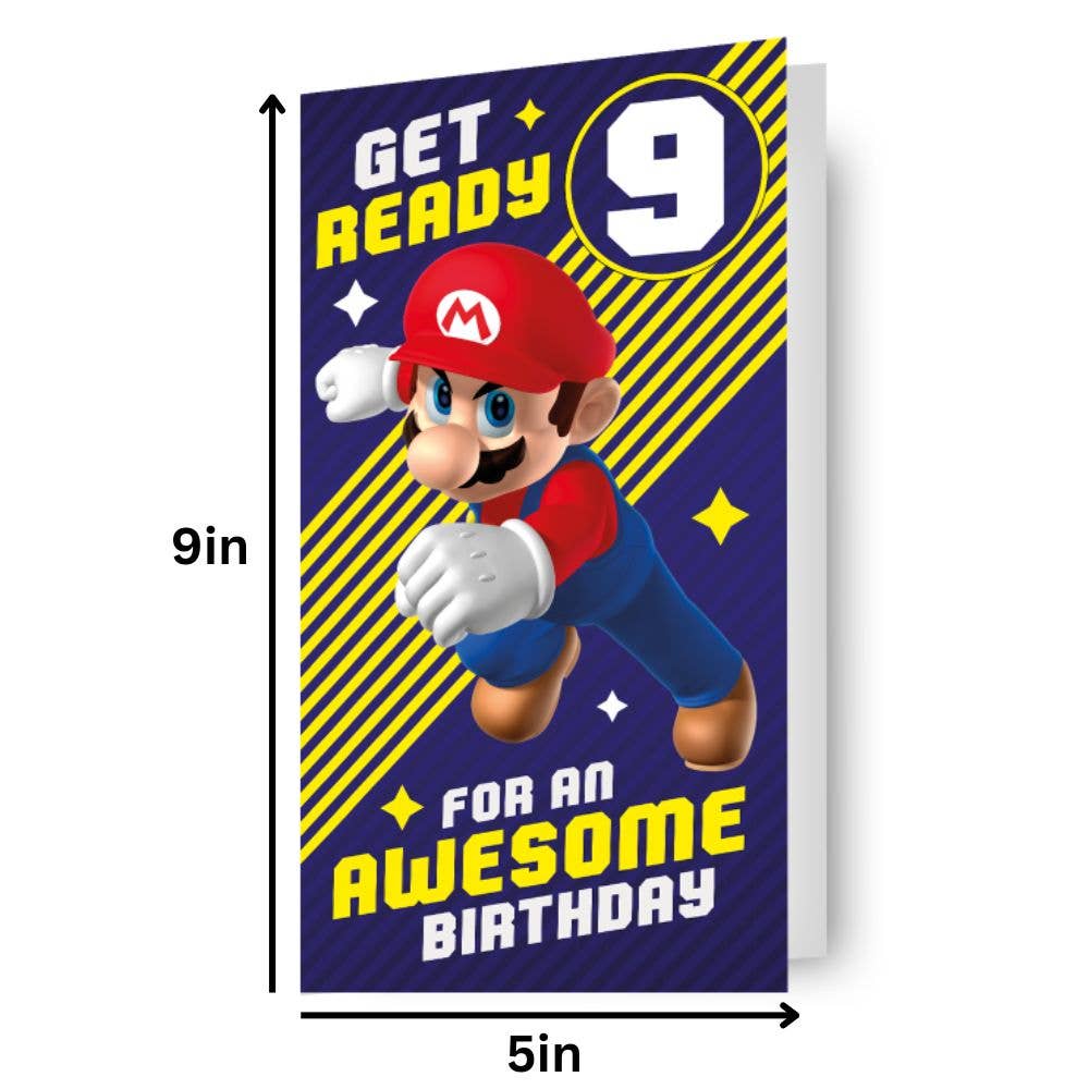 Super Mario Multi Ages 7-14 Sticker Birthday Card