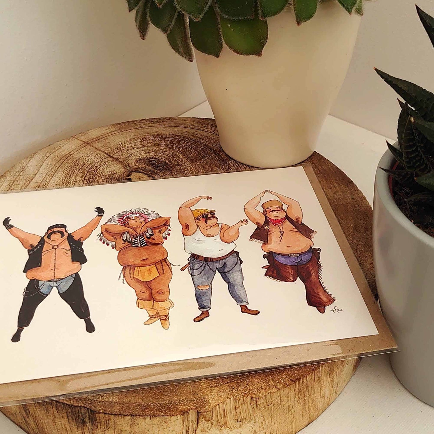 Disco dancing men, funny Birthday card, LGBTQ card,