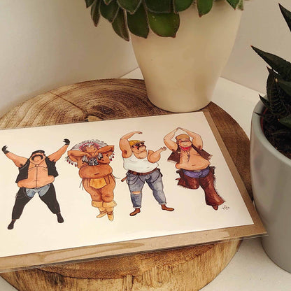 Disco dancing men, funny Birthday card, LGBTQ card,