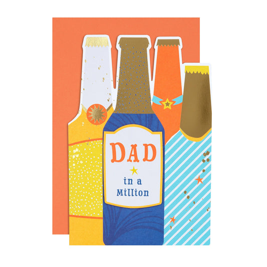Birthday Card for Dad - Colourful Beer Bottles Design