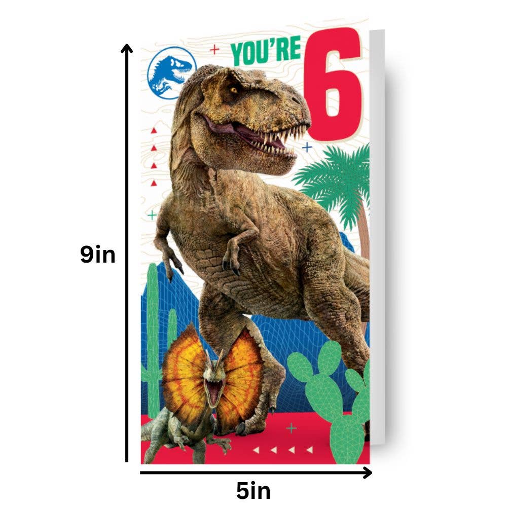 Jurassic World Age 6 Sticker Birthday Card