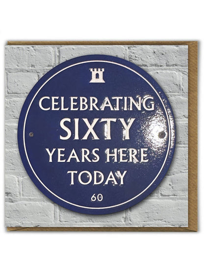 60th Birthday Milestone - Embossed Glossy Greetings Card
