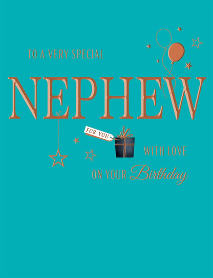 Birthday Card, Nephew, Present On Turquoise