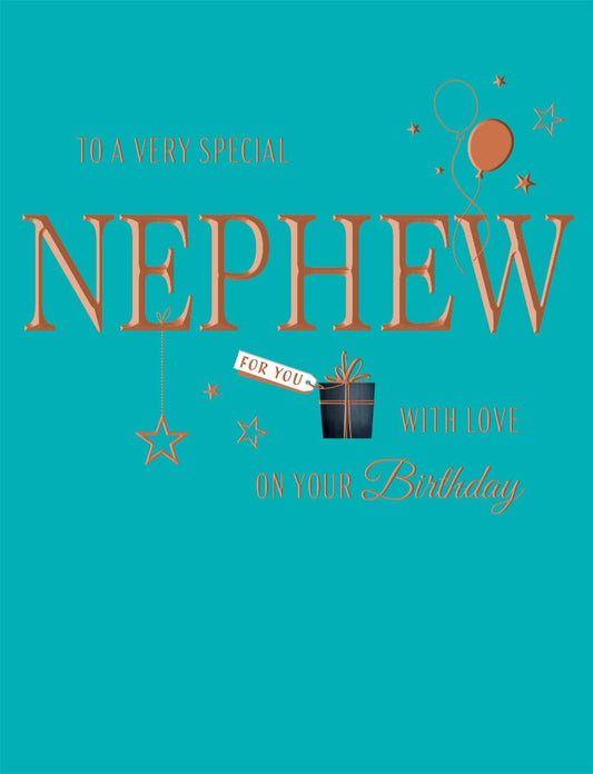 Birthday Card, Nephew, Present On Turquoise